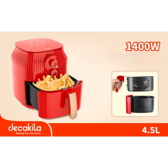 Фритюрник DECAKILA Air Fryer, 4.5 L, 1400 W, червен		
